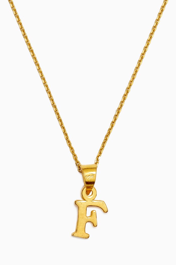 

Letter 'F' Initials Pendant Necklace in 18kt Gold-plated Sterling Silver