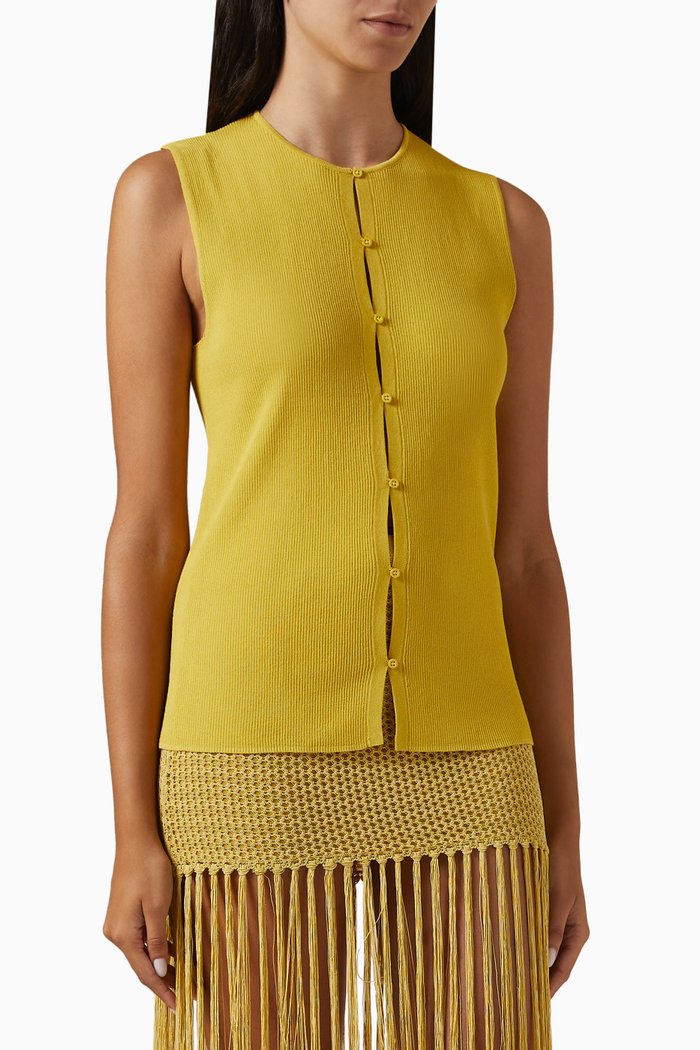 

Sorrento Vest in Cotton-blend Knit, Yellow