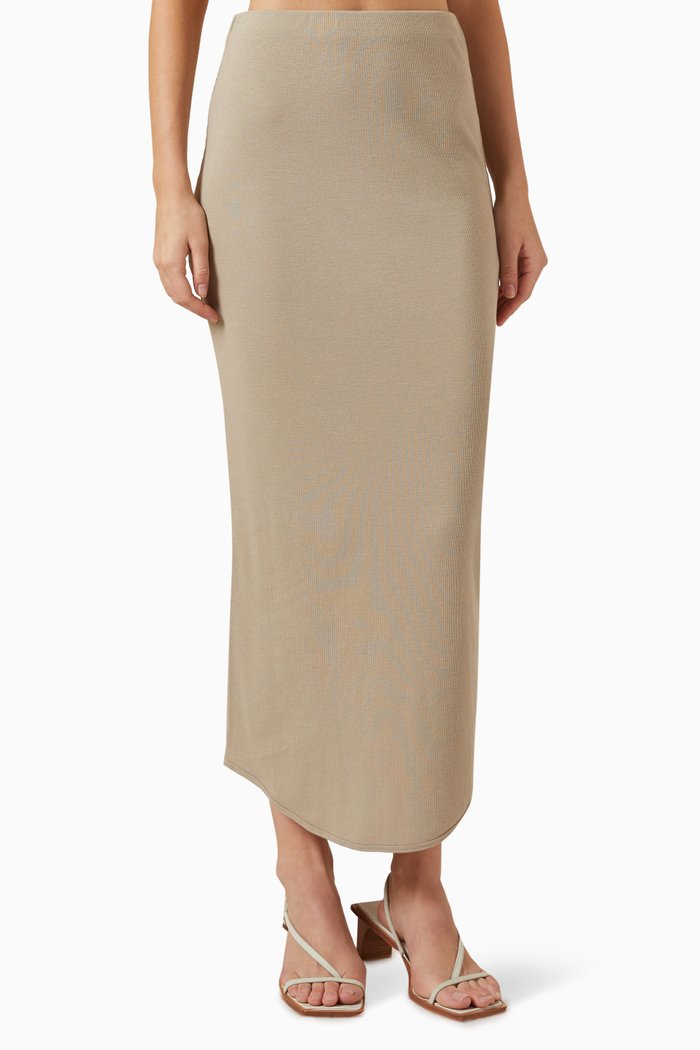 Loire Midi Skirt in Cotton, Neutral