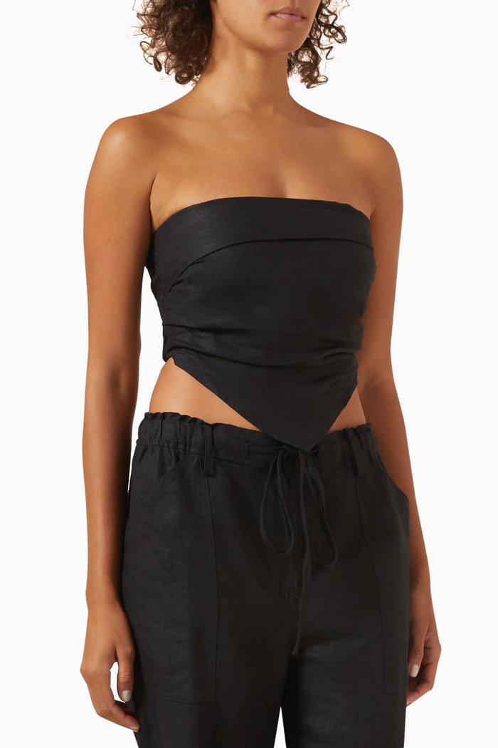 

Antibes Top in Linen, Black