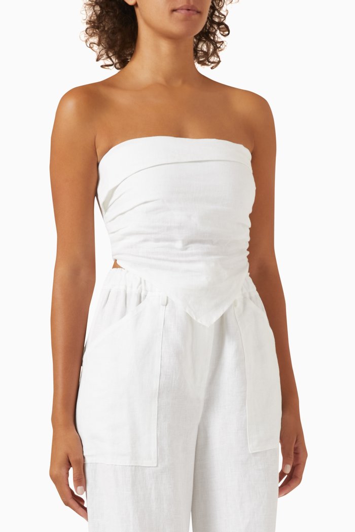 Antibes Top in Linen, White