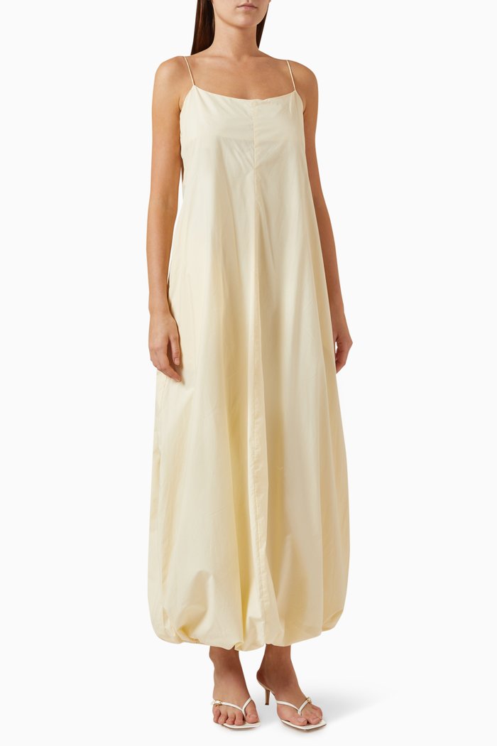 Anais Maxi Dress in Organic Cotton, Yellow