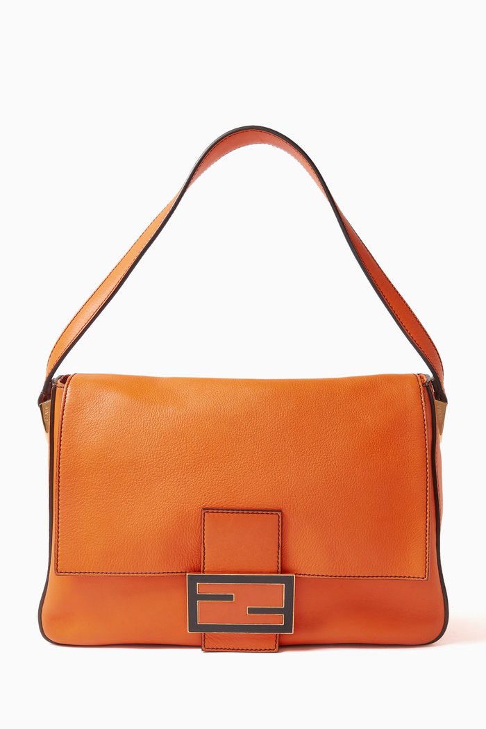 

Large Mama Forever Shoulder Bag in Leather, Orange