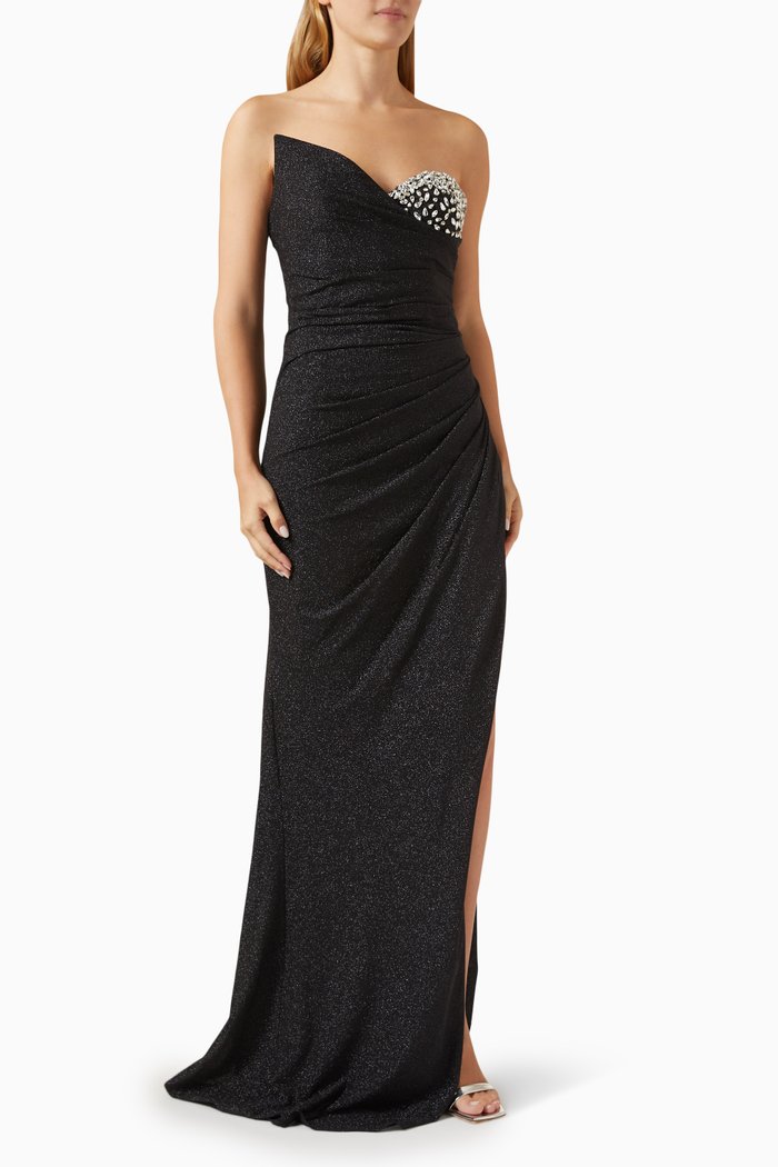 

Vita Crystal-embellished Maxi Dress in Viscose Jersey, Black