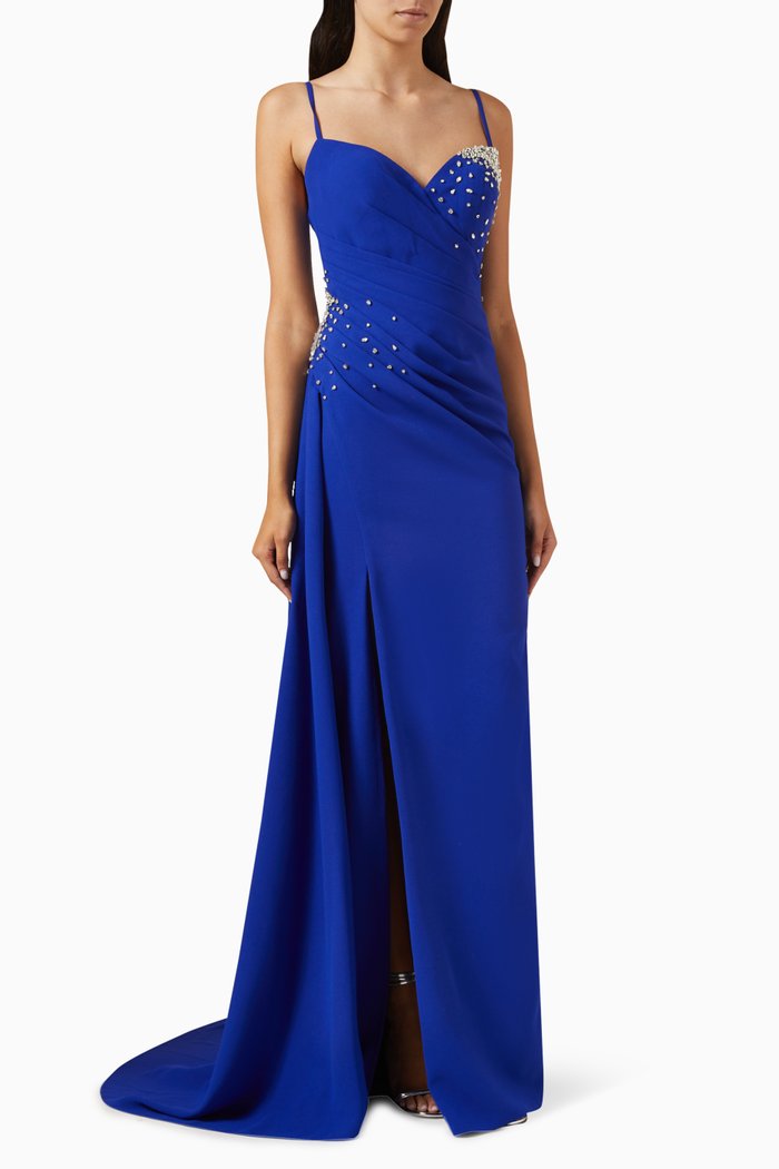 

Michelle Crystal-embellished Maxi Dress in Crepe, Blue