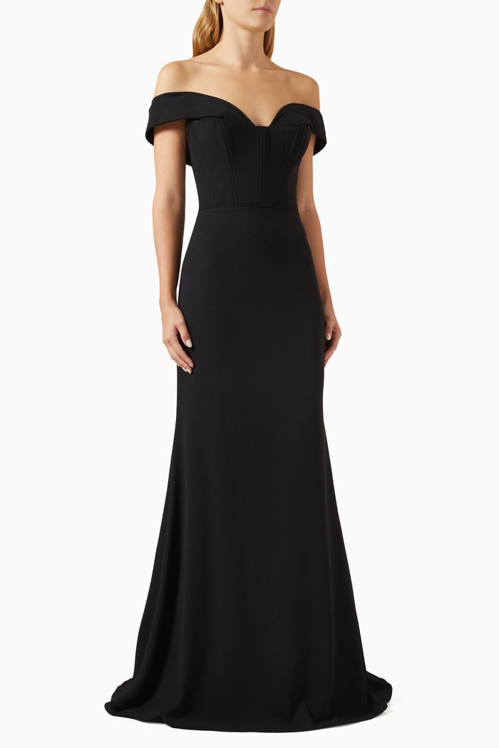 

Vasilisa Off-shoulder Maxi Dress in Crepe, Black