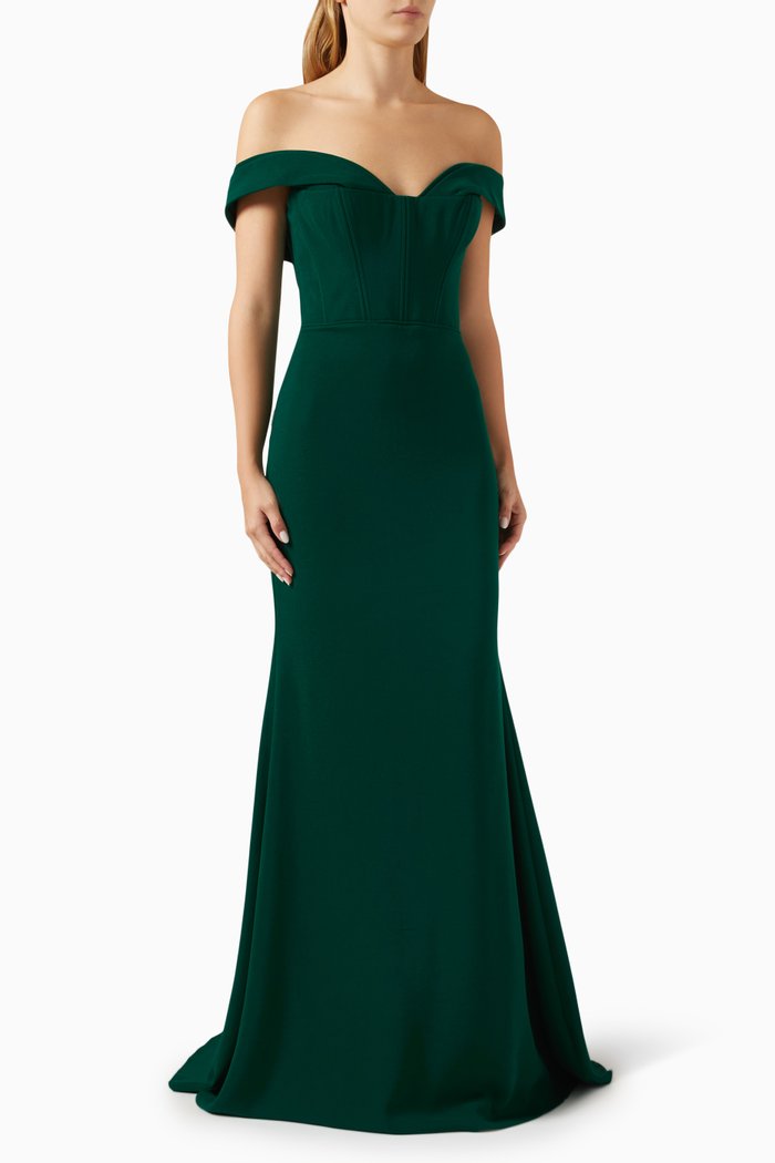 

Vasilisa Off-shoulder Maxi Dress, Green