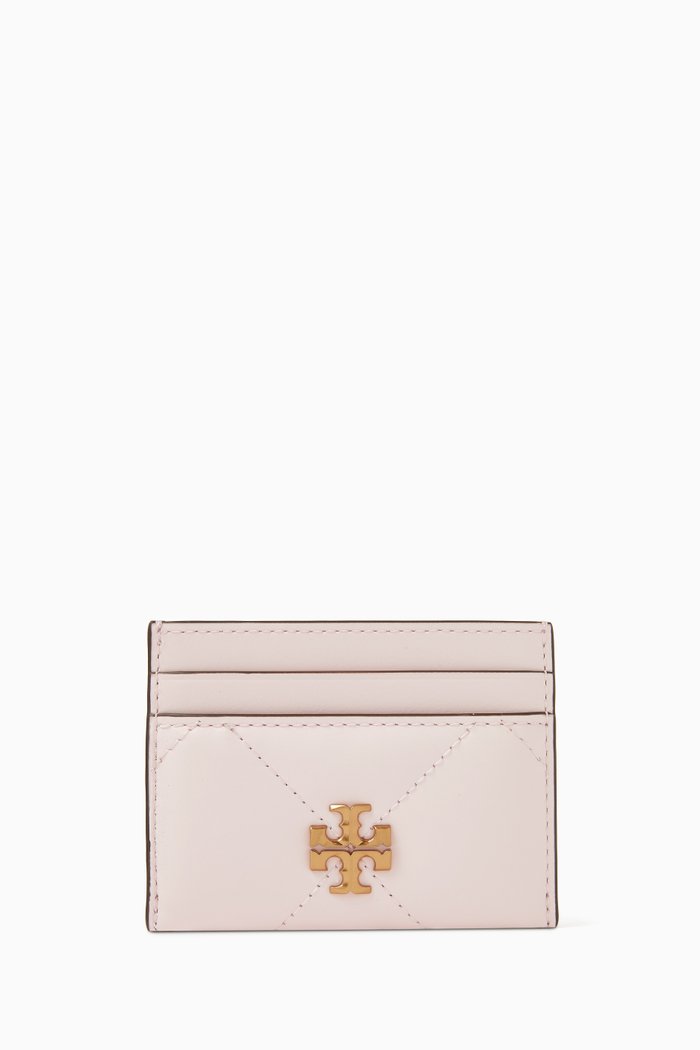 

Kira Card Case in Quilted Leather, Pink