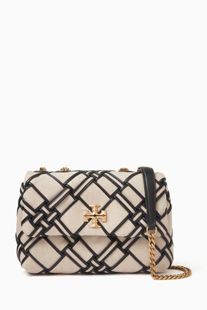 Small Kira Convertible Shoulder Bag in Canvas, Black