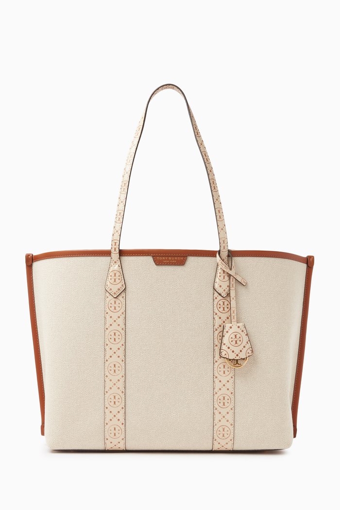 

Perry Triple-Compartment Tote Bag in Canvas, Neutral