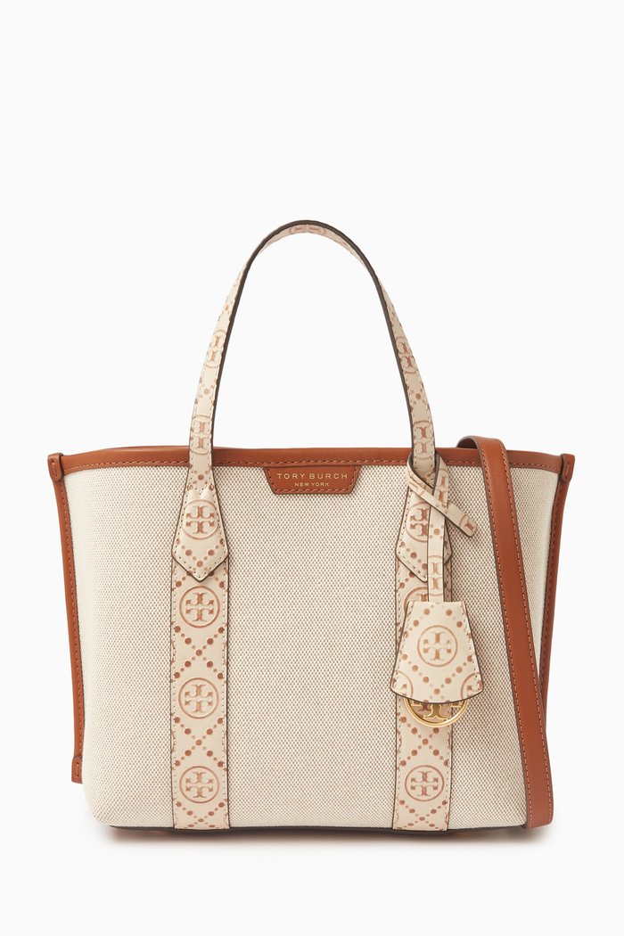 

Small Perry Triple-Compartment Tote Bag in Canvas, Neutral
