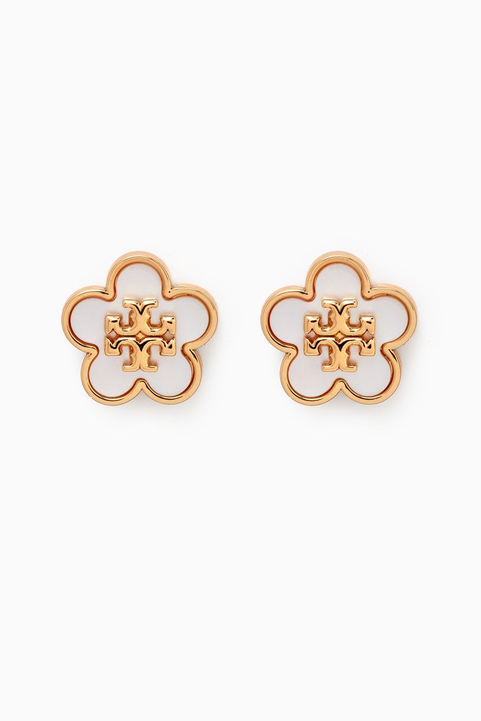 

Kira Flower Stud in 18kt Gold-plated Brass, White