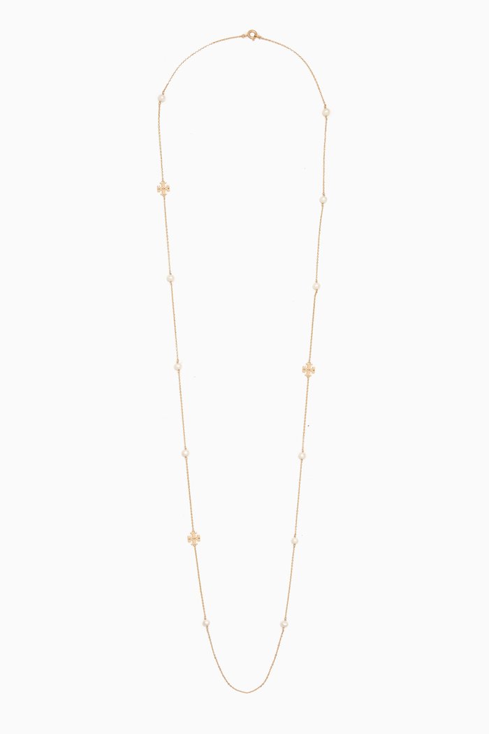 

Long Kira Pearl Necklace in 18kt Gold-plated Brass