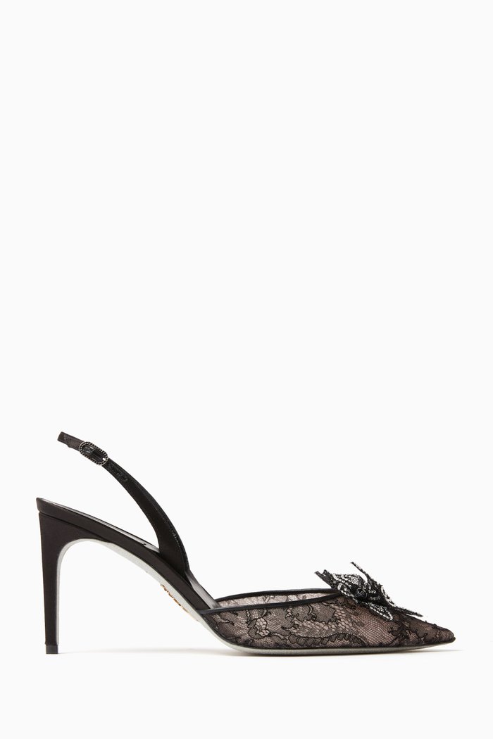 

Floriane Pumps in Satin and Lace, Black