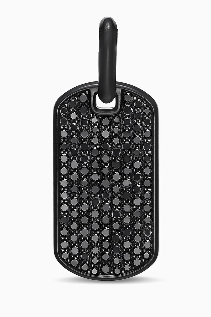 

Chevron Black Diamond Tag Pendant in Titanium, 27mm