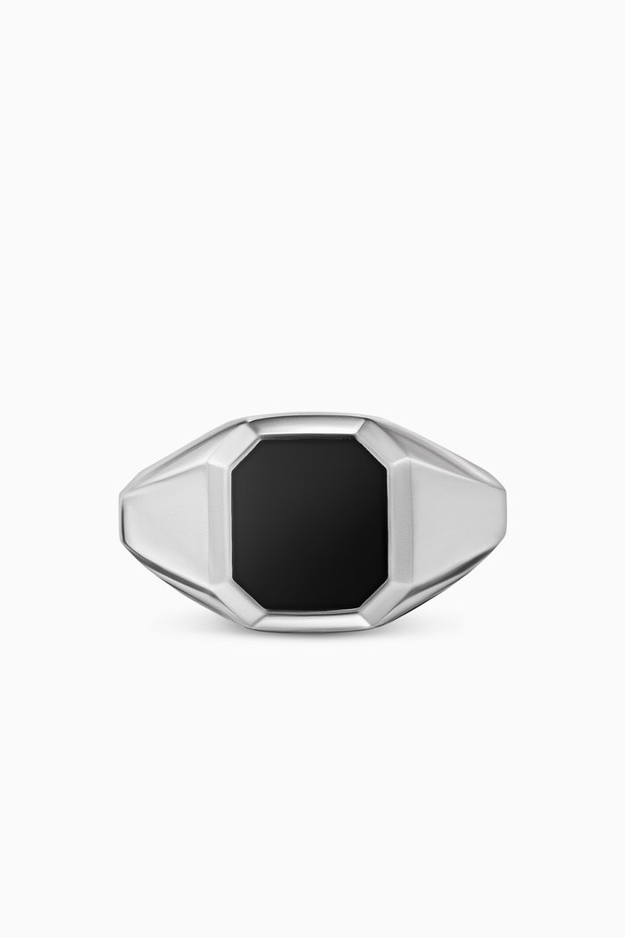 

Streamline® Onyx Signet Ring in Sterling Silver, 14mm, Black
