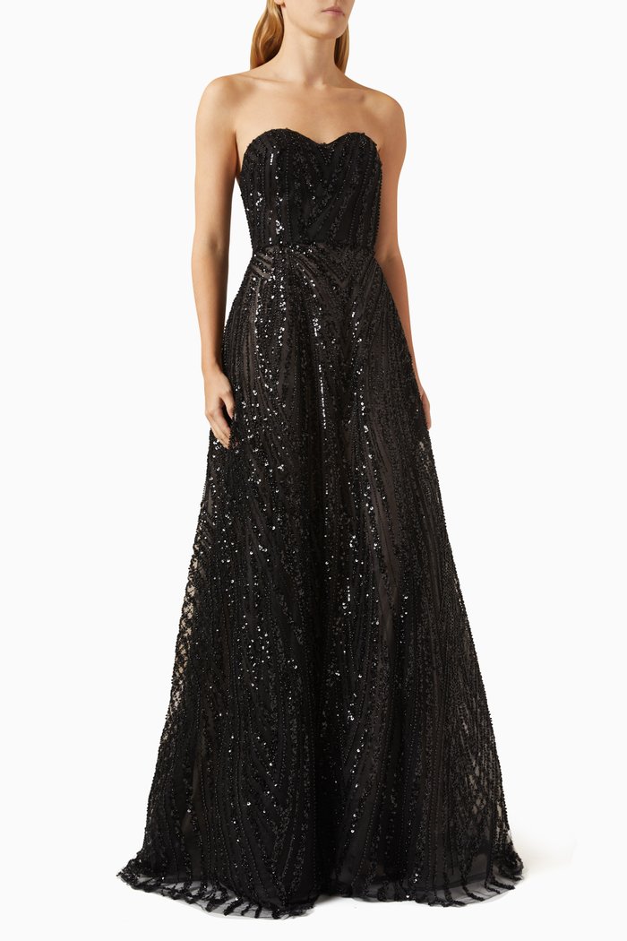

Elina Bead-embellished Maxi Dress, Black
