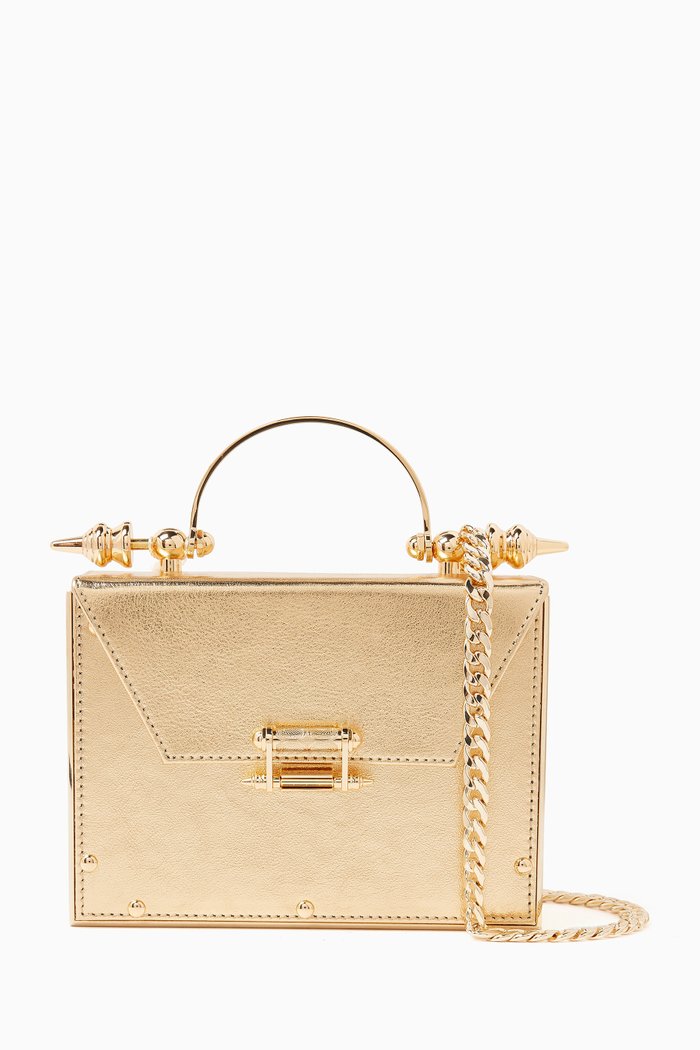 

Clutch Bag in Metallic Leather, Gold