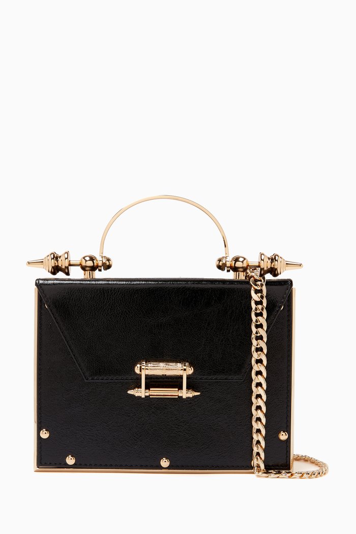 

Clutch Bag in Metallic Leather, Black