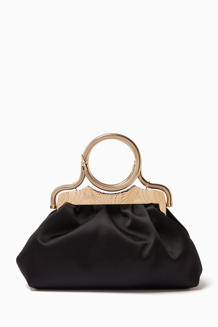 

The Bangle Clutch Bag in Satin, Black