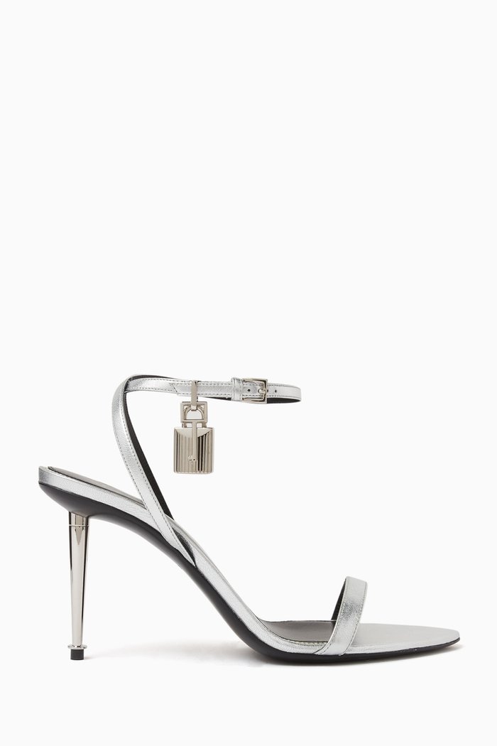 

Naked 85 Padlock Sandals in Laminated Nappa, Silver