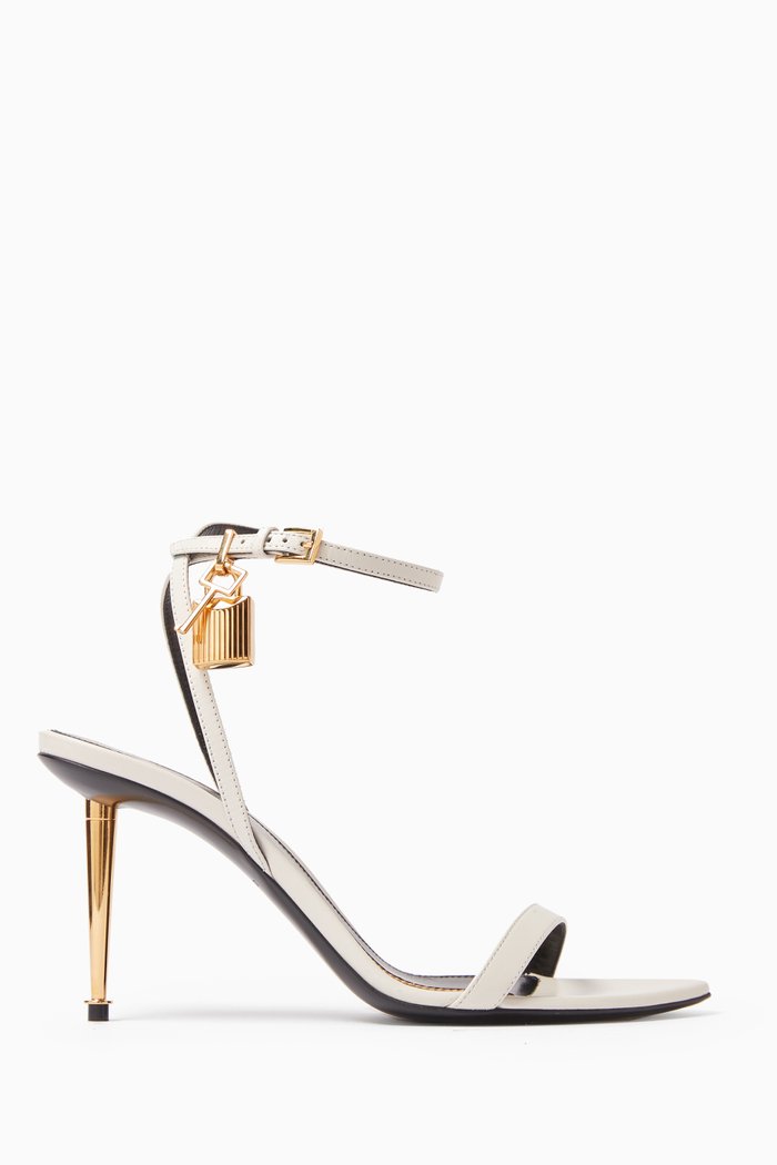 Naked 85 Padlock Sandals in Leather, White