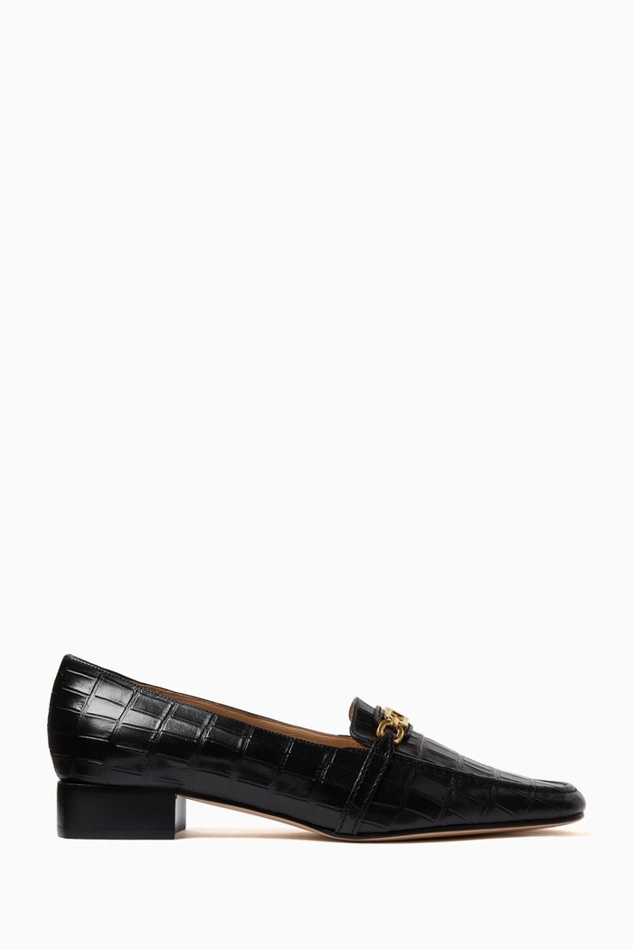 Whitney 25 Loafers in Crocodile-embossed Leather, Black