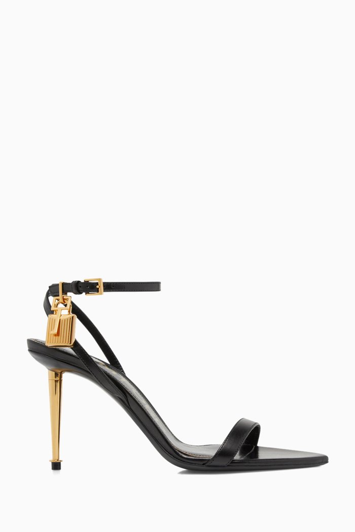 

Naked 85 Padlock Sandals in Leather, Black