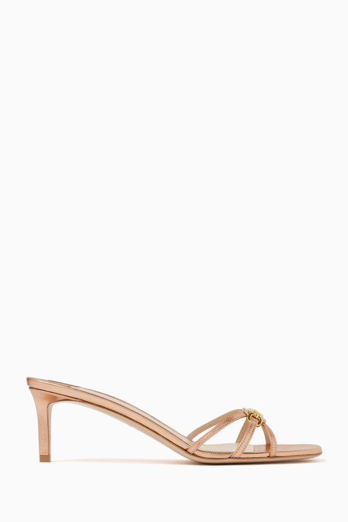 

Whitney 55 Mules in Laminated Lizard-embossed Leather, Pink
