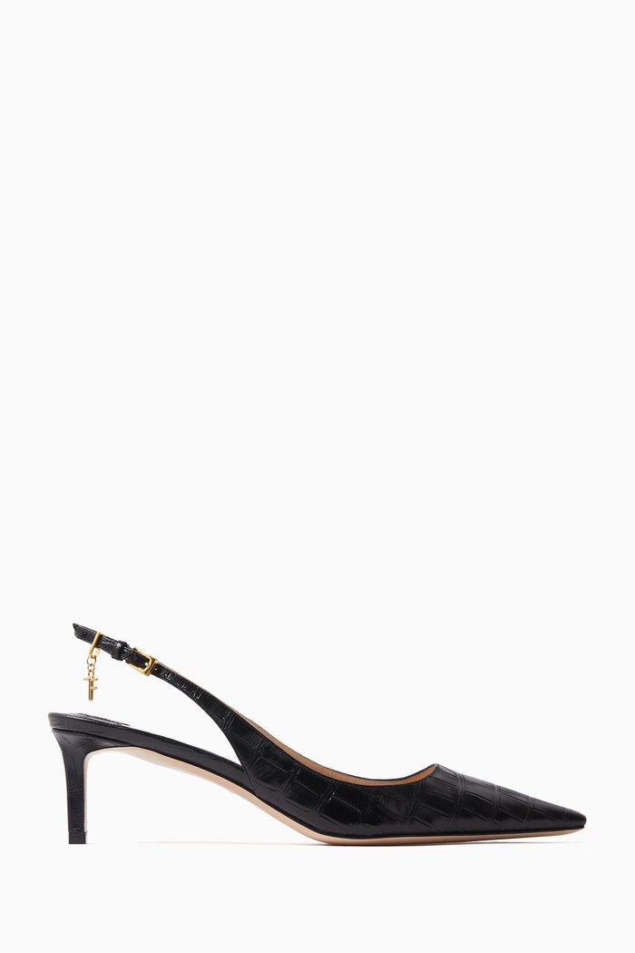 

Angelina 55 Slingback Pumps in Crocodile-embossed Leather, Black