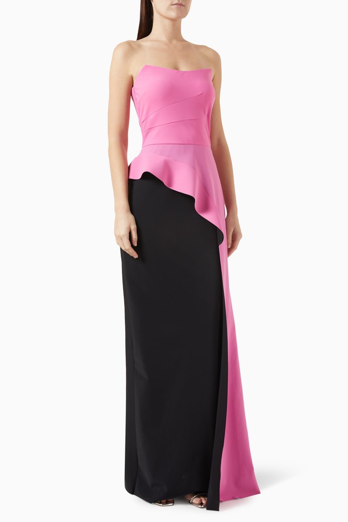 

Draped Elongated Maxi Dress in Jersey, Black