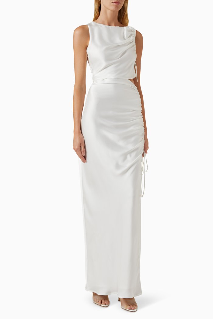 

Elio Maxi Dress in Satin, White