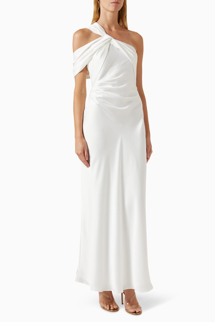 

Abrielle Midi Dress in Satin, White