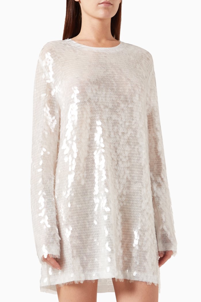 

Sequin-embellished Mini Dress, White