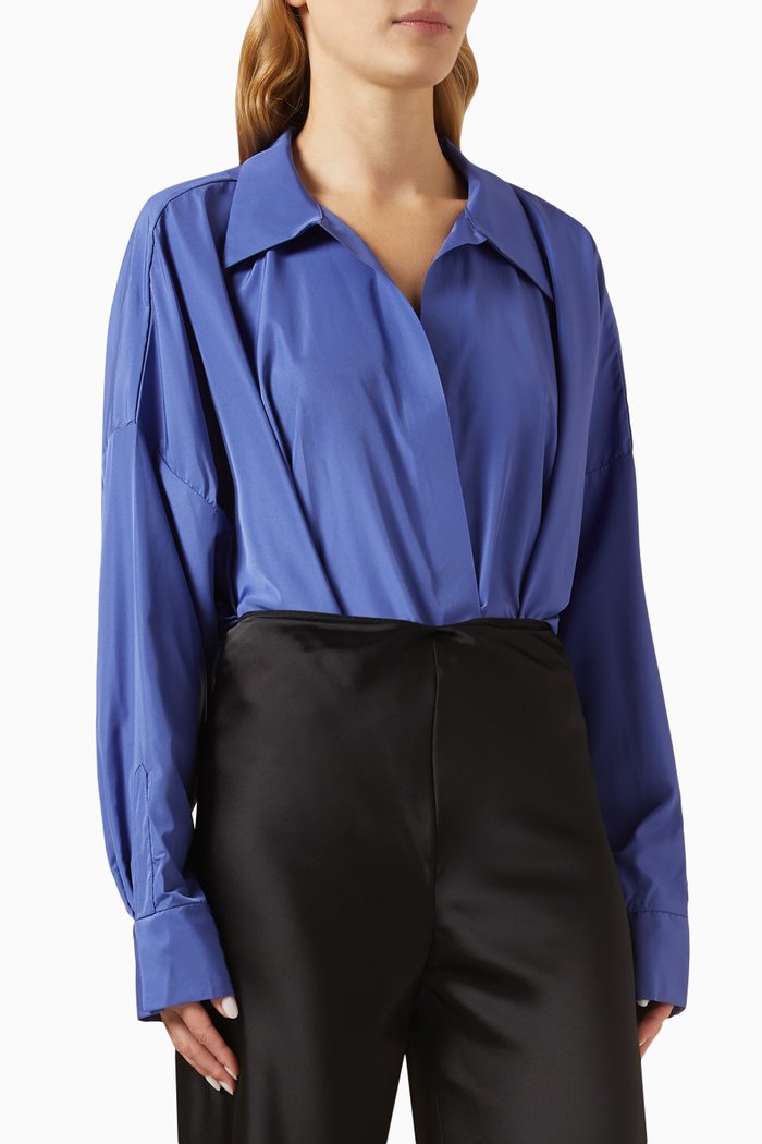 

Super-oversized Boyfriend Shirt Bodysuit, Blue