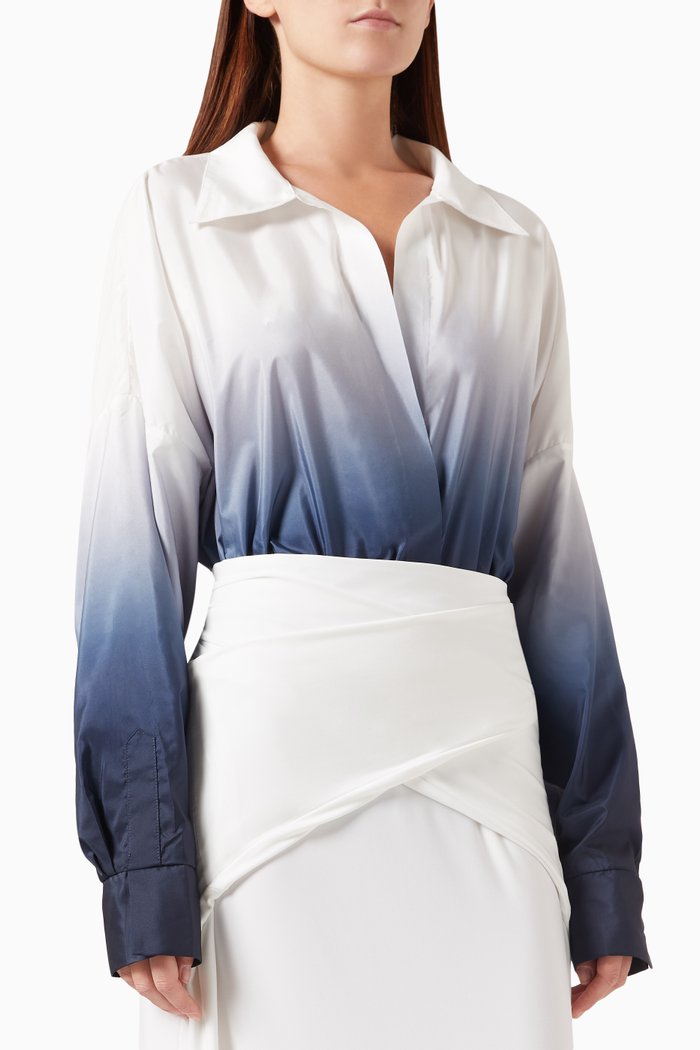 

Super-oversized Boyfriend Shirt Bodysuit, Blue