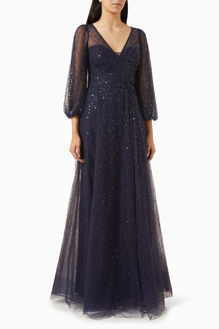 

Beaded Gown in Tulle, Blue