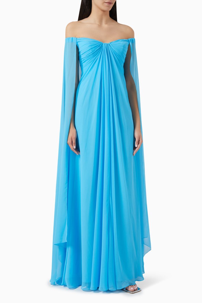 

Draped Gown in Chiffon, Blue