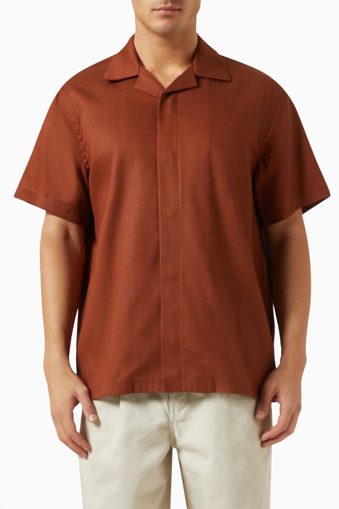 

York Shirt in Cotton-tencel Blend, Brown