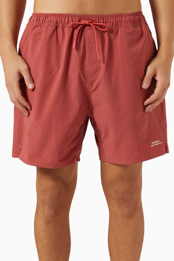 

Timothy Swim Shorts in Seersucker, Red