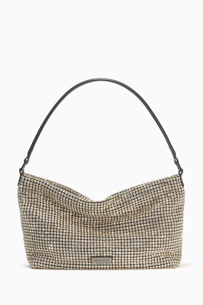 

Small Diamante Hobo Bag in Chainmail, Gold