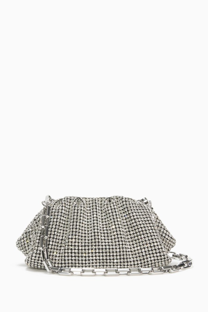 

Diamante Pouch Bag in Chainmail, Silver