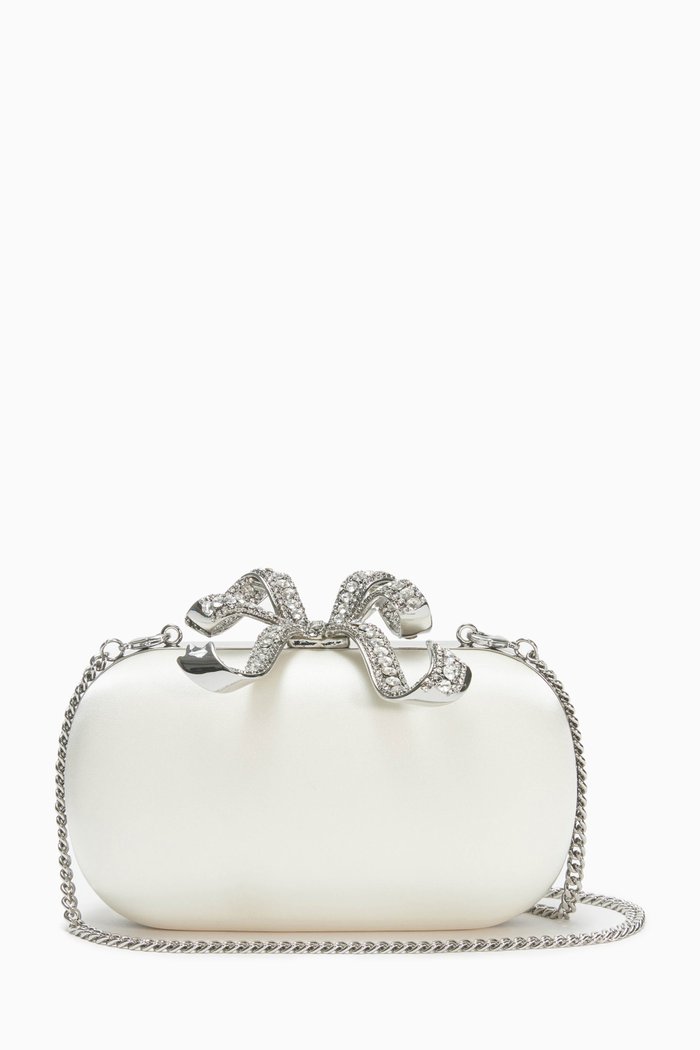 

Diamanté Bow Clutch in Satin, Gold
