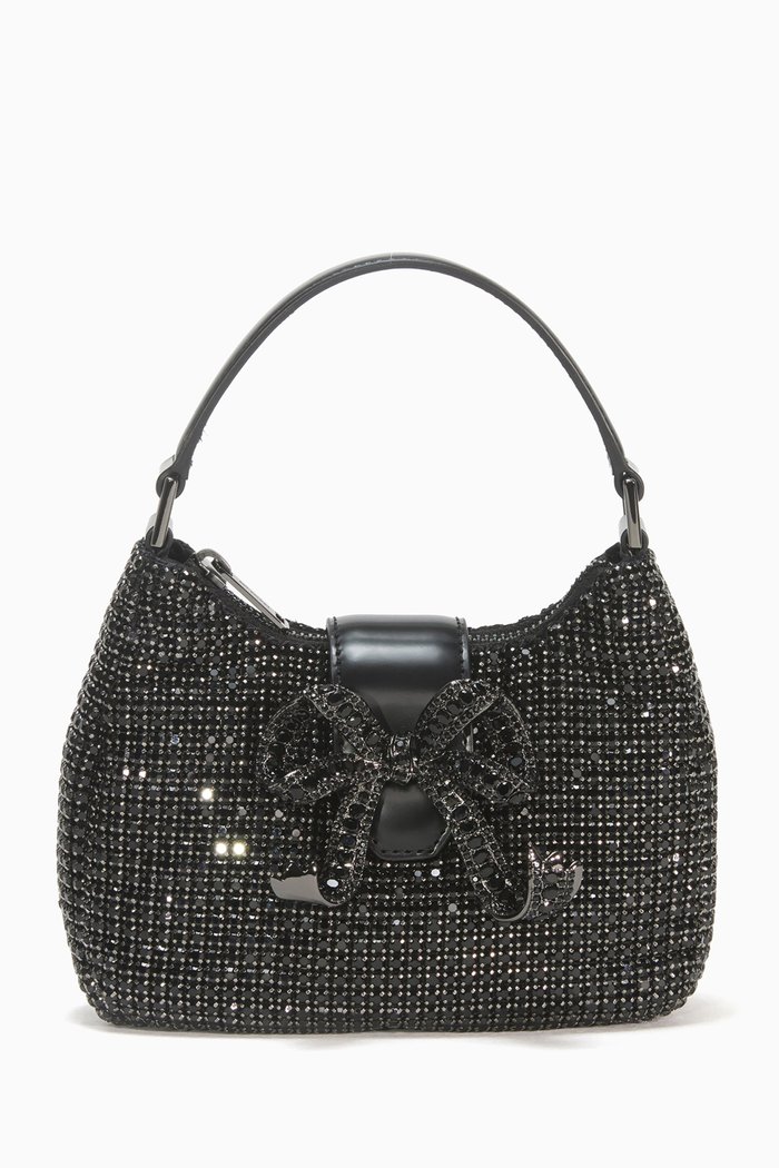 

Diamanté Crescent Bow Bag in Chainmail, Black