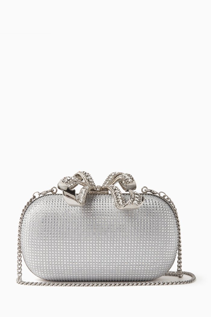 

Crystal Bow Clutch, Silver