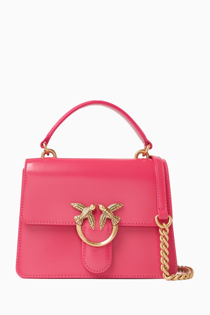 

Mini Love One Light Top Handle Bag in Glossy Leather, Pink