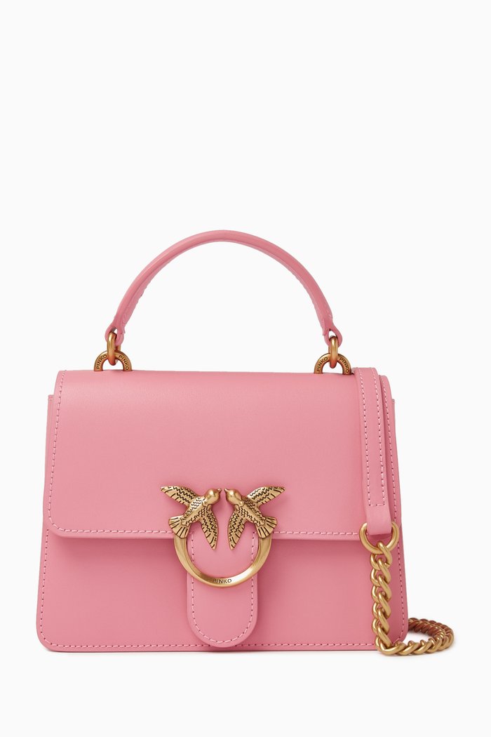 

Mini Love One Light Top Handle Bag in Glossy Leather, Pink