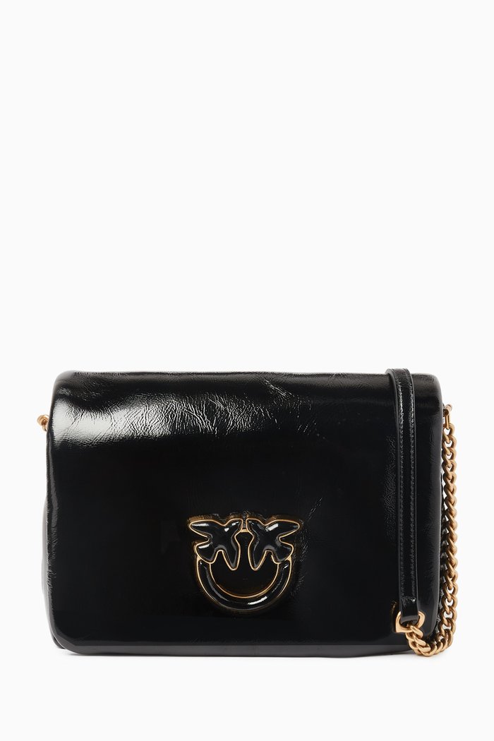 

Classic Love Click Puff Bag in Leather, Black