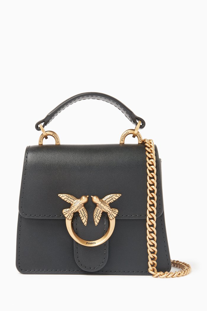 

Micro Love One Light Top Handle Bag in Leather, Black