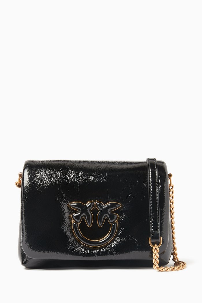 

Baby Love Click Puff Bag in Leather, Black